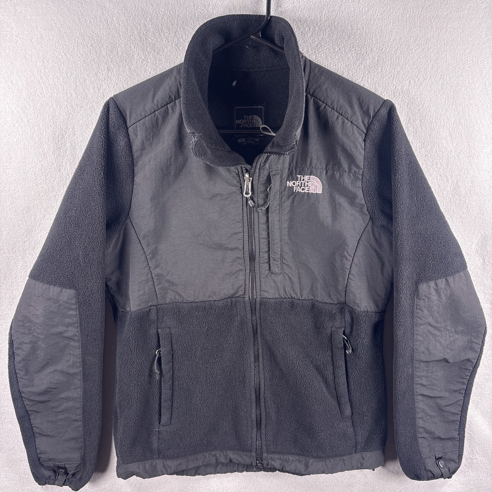 North Face Denali Jacket Womens Small Fleece Full Zip Black *Flaws*